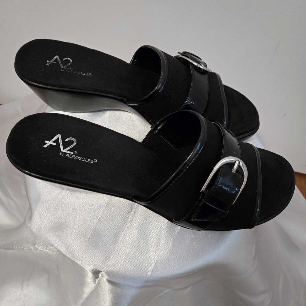 A2 by Aerosoles Women's Black Slide Sandals Size 8